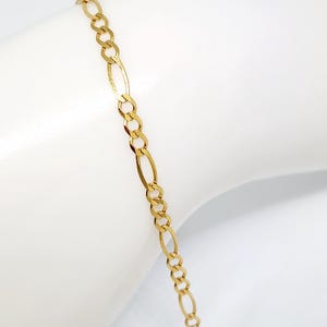 10K Yellow Gold VINTAGE Bracelet, Gold Figaro Bracelet, Gold Italian Link Bracelet, Solid Gold Bracelet, Gold Unisex Bracelet, 3MM Wide