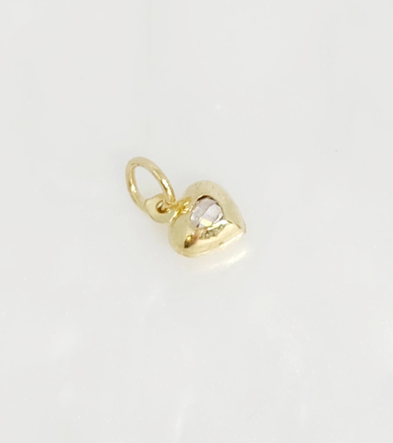 10K Yellow Gold TINY Heart Charm, MICRO Charm, Gem Stone Charm, Puffy Gold Charm, Dainty Charm, Gift for her, Minimalist Charm, Puffy Heart