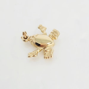 14K Yellow Gold Frog, Gold Puffy Frog, Gold Dimensional Frog, Gold Hollow Frog, Gold Animal Charm, Frog Gift, Gold Amphibian Charm, 13x17mm