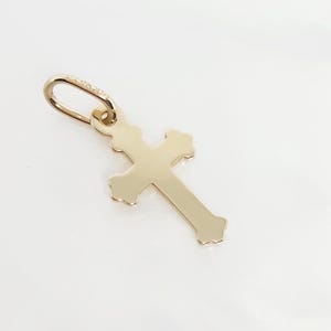 14K Yellow Gold Cross Charm, Miniature Gold Cross, Minimalist Cross, Dainty Cross, Religious Gift, , Communion Gift, 11 x 8MM