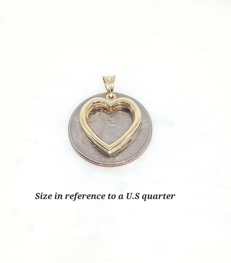 10K Yellow Gold Heart Pendant, Hollow Heart, Puffy Heart, Open Heart