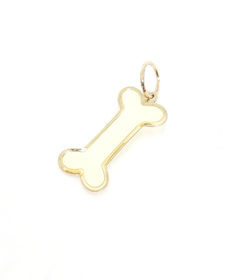 Enamel Def 10K Yellow Gold Dog Bone Charm; Enamel Jewelry, Dog Pendant; Dog ...