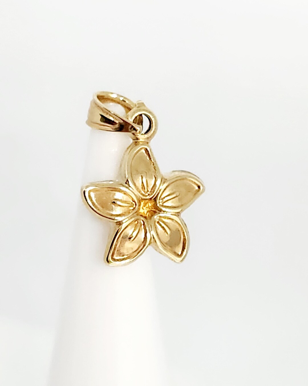 10K Yellow Gold Flower Charm, Puffy Gold Flower, Flower Jewelry, Nature ...