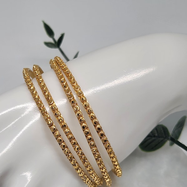 10K Genuine Gold Vintage Bangles, Gold Jingles, Gold Filigree Bangles, Dowry Gift, West Indian Bangles, Caribbean Bangles, Bridal Jewelry