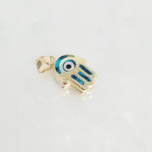 14K Yellow Gold Hamsa Charm, Gold Hamsa Hand Charm, Gold Evil Eye Charm, Gold Protection Charm, Lucky Charm Gift, Protection Jewelry, 10x9MM