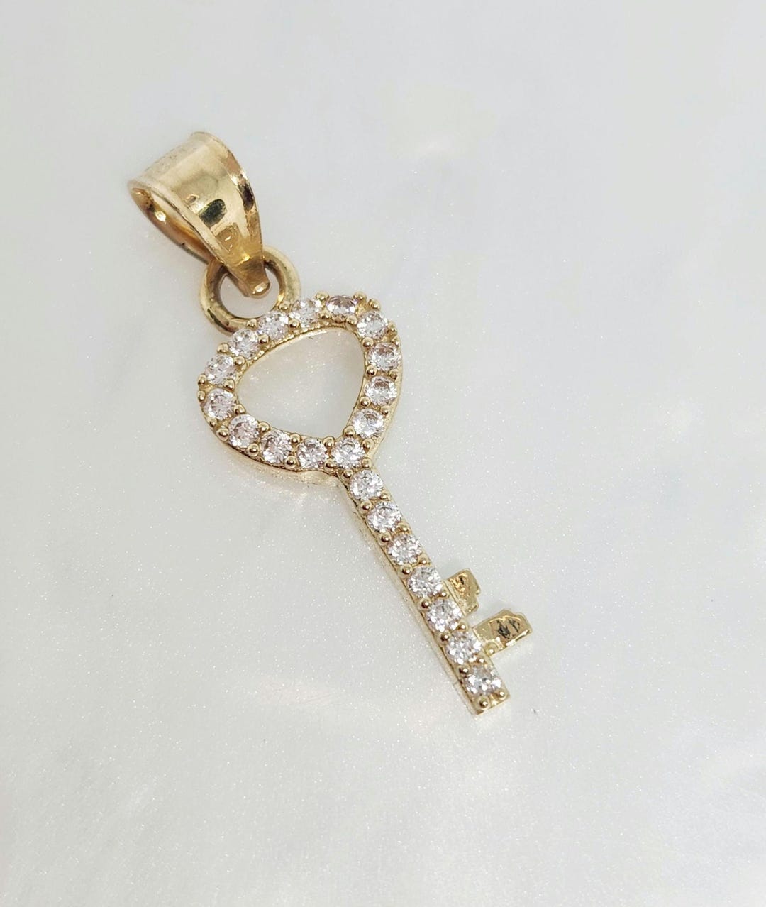 10K Yellow Gold Key Charm, Solid Gold Key Charm, Gold Key Luck Charm ...