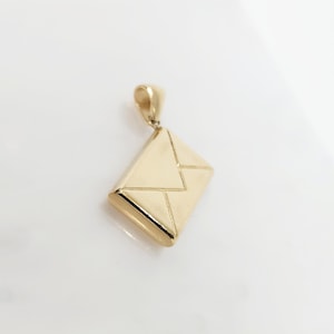 Sobre vintage de oro amarillo de 10 quilates, sobre cerrado de oro, sobre grabable de oro, sobre sellado de oro, dije de correo de oro, 18 mm x 12 mm