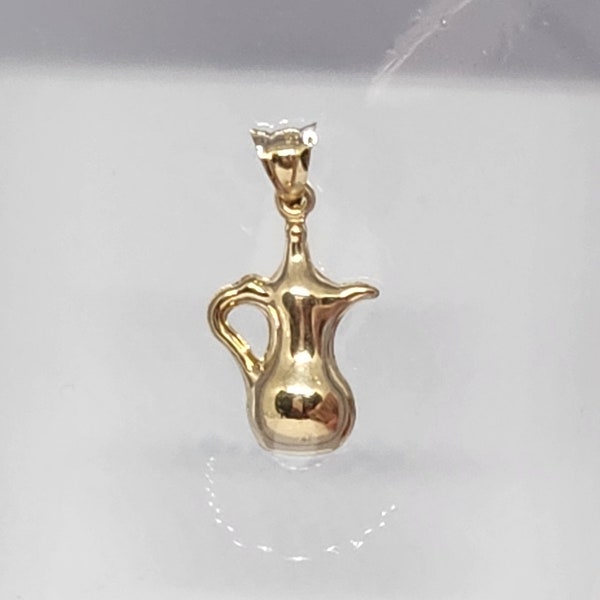 10K Real Gold Teapot Charm. Gold Jug Charm, Gold Kettle Charm, Gold 3D Jug, Gold Genie Bottle, Gold Puffy Charm for Bracelet, Gift for her