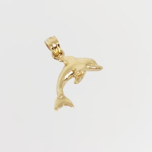 14K Yellow Gold Dolphin Charm, SOLID Gold Dolphin, Gold Ocean Pendant, Gold Marine Life Charm, Gold Beach Charm, Gift for Child, 16mm x 10mm