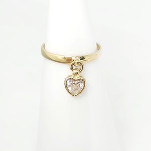 10K Yellow Gold Cubic Zirconia Ring, Gold Midi Ring, Gold Toe Ring, Gold Pinky Ring, Gold Heart Stone Ring, Adjustable Gold Ring, Size 2 1/2