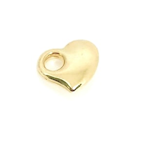 10K Yellow Gold Small Heart Charm, Puffy Heart, Bracelet Heart Charm, Slide-Through Charm, Gold Earring Charm, Heart Jewelry, 9MM x 10MM image 1