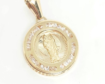 Medallón pequeño de San Judas Tadeo en oro amarillo de 10 quilates, dije religioso de oro de San Judas, dije de oro de San Judas Tadeo, santo patrón en oro, 13 mm de diámetro