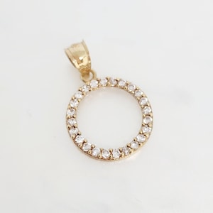 10K Gelbgold Kreis Charm, Gold Eternity Charm, Gold Kreis des Lebens Charm, Gold Geometrischer Charm, Gold CZ Kreis Charm, 15 mm Durchmesser