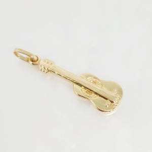 14K Yellow Gold Guitar Pendant, Gold Musical Pendant, Gold Instrument Pendant, Golden Guitar, Gift for Musician, Musical Gift, 24mm x 9mm