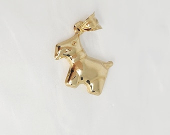 10K Yellow Gold Dog Charm, Gold Animal Charm, Gold Puppy Charm, Puffy Charm, Gold Scotty Dog Charm, Gift for child, Gold Dog Jewelry,12x14MM