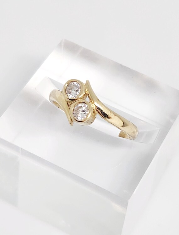 Bague En Or Jaune 14 Carats Trois Pierres (zircons Cubiques) - Taille US 6 - Occasion