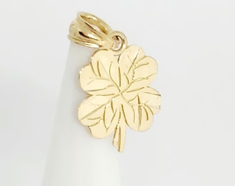 10K Yellow Gold Small Clover Leaf Charm, Good Luck Charm, Good Fortune Charm, Gold Leaf Charm, Four Leaf Clover, Shamrock Charm, 11MM x 11MM