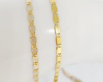 10K Genuine Gold VINTAGE Bracelet, SOLID Gold Reversible Bracelet, Two Toned Bracelet,  Mariner Link Bracelet, Mirror Link Bracelet, 3MM