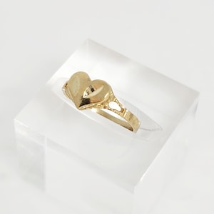 10K Yellow Gold Heart Ring, Gold Pinky Ring, , Gold Child Ring, Gift for girl, Gold Heart Jewelry, Gold Children Jewelry, SZ 1