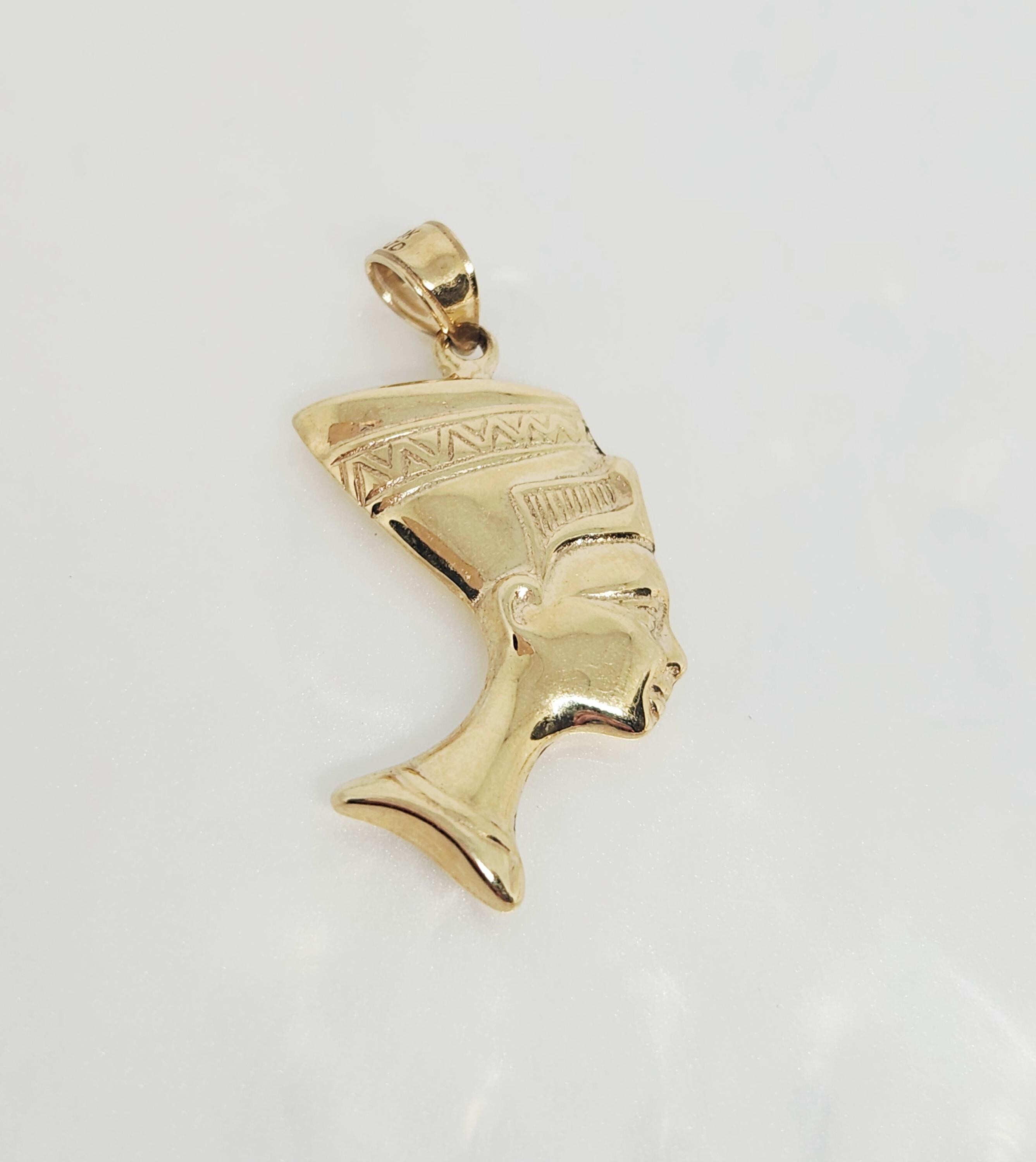Buy 10k Nefertiti Online In India - Etsy India 10k yellow Gold tiny Egyptian queen Nefertiti head Pendant 1.5\