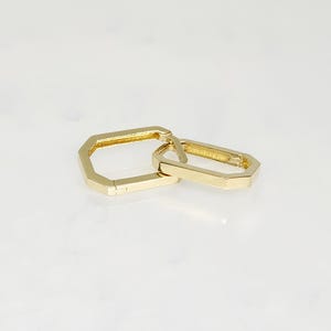 10K Yellow Gold Hoops, Plain Gold Hoops, Gold Rectangle Hoops, Trendy Hoops, Square Cut Hoops, Minimalist Hoops, Gold Safety Hoops, 15x11MM
