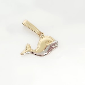 14K Genuine Gold Whale Charm, TINY Animal Charm, Gold TwoToned Charm, Animal Charm, Ocean Charm, Minimalist Charm, Dainty Charm, 7MM x 9MM