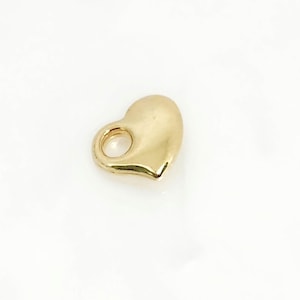 10K Yellow Gold Small Heart Charm, Puffy Heart, Bracelet Heart Charm, Slide-Through Charm, Gold Earring Charm, Heart Jewelry, 9MM x 10MM