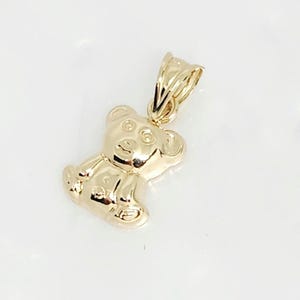 Ciondolo a forma di orsetto in oro giallo 10 carati, orsetto gonfio in oro, piccolo ciondolo a forma di orsetto in oro, orsetto gommoso in oro, regalo per bambini, ciondolo a forma di orsetto in oro, 9 mm x 10 mm