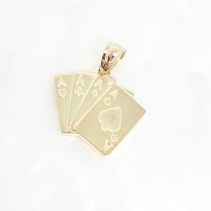 10K Yellow Gold Playing Cards Charm, Gold Pack of Cards, Gold Hobby Charm, Casino Charm, Gold Lucky Jewelry, Male Jewelry, 12MM x 15MM image 2