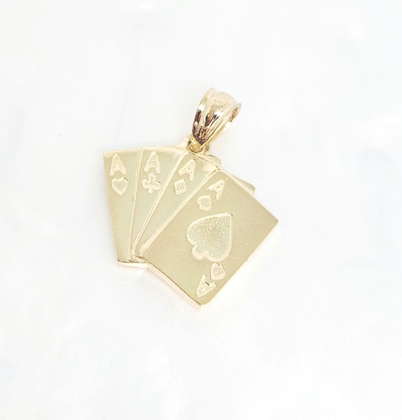 10K Yellow Gold Playing Cards Charm, Gold Pack of Cards, Gold Hobby Charm, Casino Charm, Gold Lucky Jewelry, Male Jewelry, 12MM x 15MM image 2