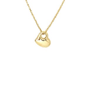 10K Yellow Gold Small Heart Charm, Puffy Heart, Bracelet Heart Charm, Slide-Through Charm, Gold Earring Charm, Heart Jewelry, 9MM x 10MM image 2