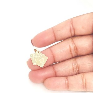 10K Yellow Gold Playing Cards Charm, Gold Pack of Cards, Gold Hobby Charm, Casino Charm, Gold Lucky Jewelry, Male Jewelry, 12MM x 15MM image 7