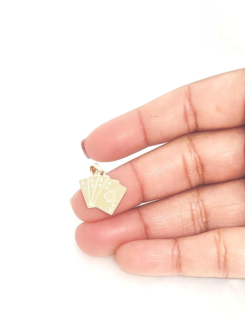 10K Yellow Gold Playing Cards Charm, Gold Pack of Cards, Gold Hobby Charm, Casino Charm, Gold Lucky Jewelry, Male Jewelry, 12MM x 15MM image 7