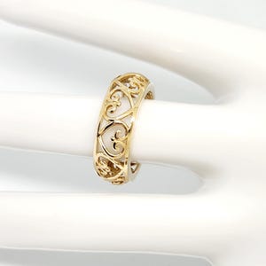 10K Yellow Gold Heart Ring, Gold Eternity Band, Valentine Gift, Gift for her, Birthday Gift, Anniversary Gift, See-through Heart Ring,SIZE 6