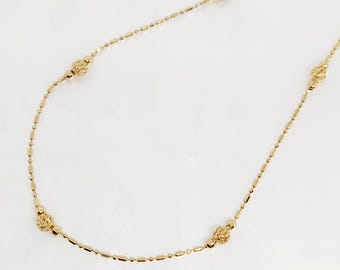 Collana con sfere in oro giallo 14 carati, collana con sfere in filigrana, collana con perline d'oro, collana con sfere delicate, gioielli con sfere, regalo per la dote, lunga 45 cm (18").