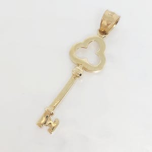 10K Yellow Gold Key, Solid Gold Key Charm, Gold Key Luck Charm, Gold Key Pendant, Gold Key to My Heart, Club Key, Gold Key Jewelry, 1" long