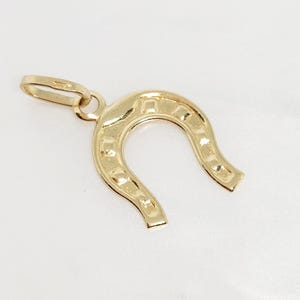 14K Yellow Gold Horseshoe Charm, Gold Lucky Charm, Good Luck Gift, Dainty Horseshoe Charm, Lucky Charm Gift, Gift for her, 15mm x 13mm