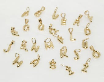 10K Yellow Gold Initial Letter Charm, TINY Gold Letter Charm, A-Z Alphabet Letter Charm, Personalized Jewelry Gift, Minimalist Jewelry,6x5MM
