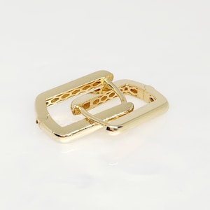 10K Yellow Gold Hoop Earrings, Gold Rectangle Hoops, Trendy Hoops, Gold Plain Hoops, Gold Safety Hoops, Gold Minimalist Hoops, 16MM x 12MM