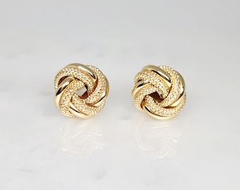 Pendientes de nudo de oro genuino, pendientes de nudo de oro, pendientes de nudo de amor de oro, dije de nudo de amor de oro, regalo para mamá, juego de pendientes y colgante, 14 mm de diámetro.