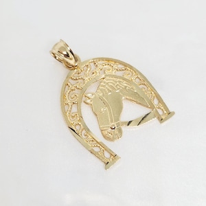 14K Yellow Gold Horseshoe Charm, Gold Lucky Charm, Medium Sized Horseshoe, Gold Good Luck Charm, Gift for him, Graduation Gift, 17mm x 12mm