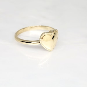 10K Yellow Gold Heart Ring, Gold Solitary Heart Ring, Valentine Gift, Gift for her, Birthday Gift, Anniversary Gift, Gift for friend, SIZE 7