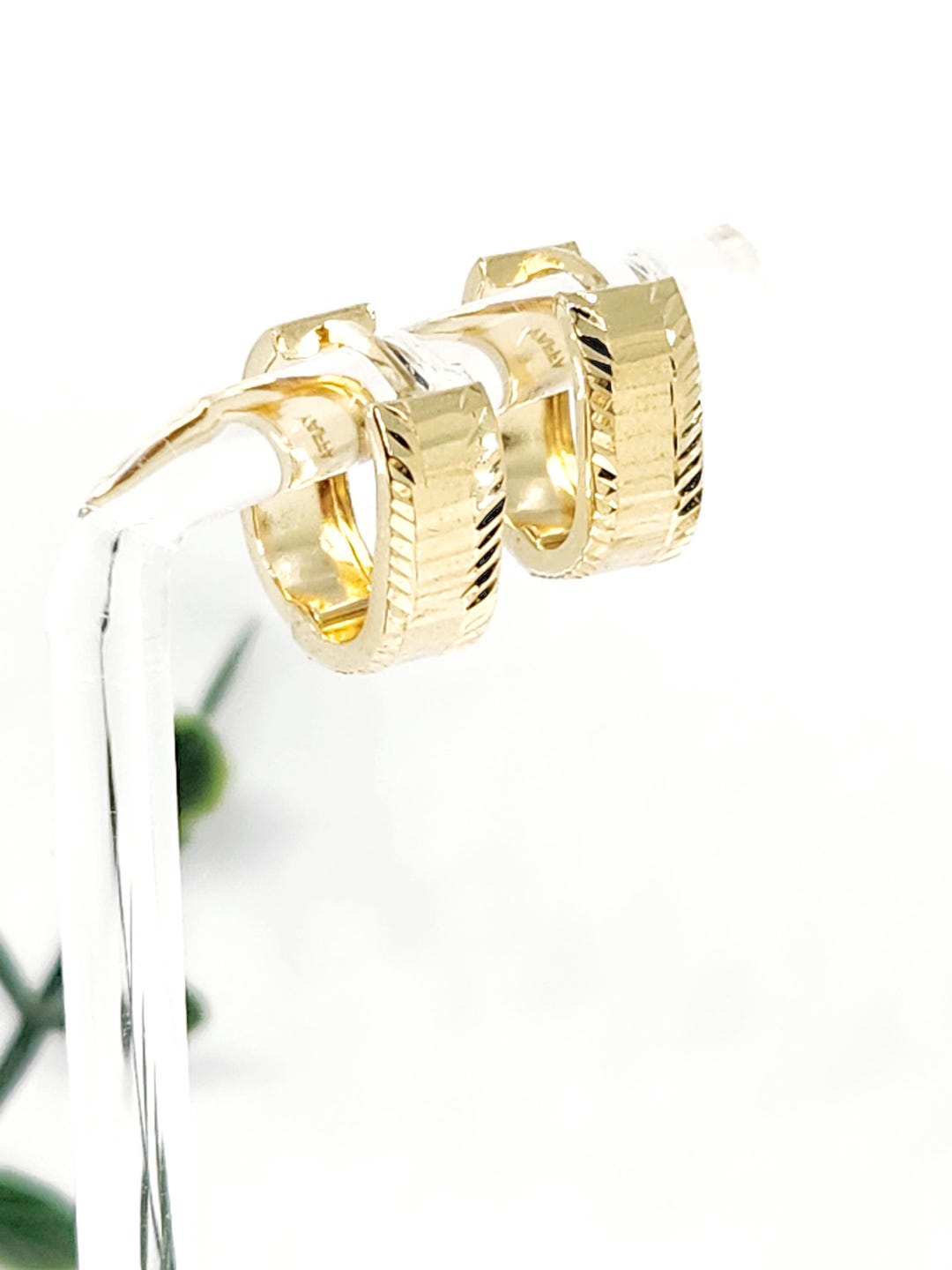 Wide Shiny Gold Huggie Earrings