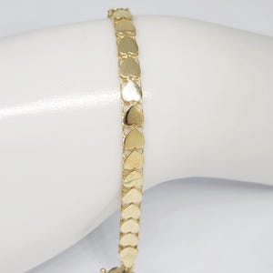 10K Yellow Gold Heart Bracelet, Heart Pattern Bracelet, Gold Heart Link, Valentine Bracelet, Birthday Gift, Anniversary Gift, 7" length