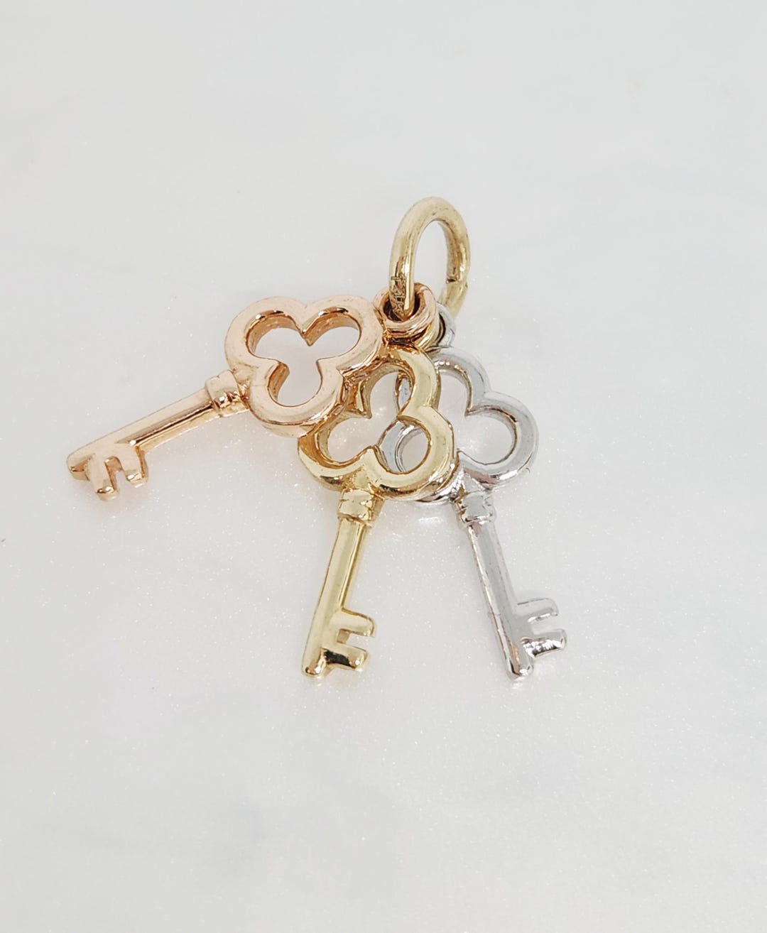 Triangle Gold Key 14K Yellow Gold Key Charm, MINI Gold Key Charm, Gold Club Key, Gold Tri ...
