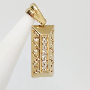 14K Gelbgold Bar Charme, Gold Dimensional Bar, hohle Gold Bar, Gold Edelstein Zirkon Bar, Geschenk für sie oder ihn, Gold Geometrische Bar, 19 x 9 MM