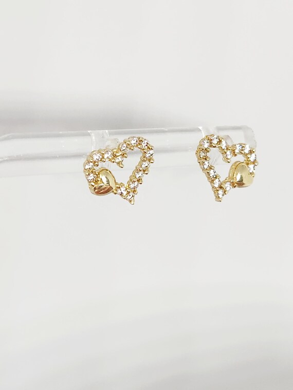 [LLOYD] 韓国アクセ☆10K Gold☆Magnet Heart Volume Earrings Multi-Diamond Heart Dangle Hoop Earrings 1/8 ctw tw 10K