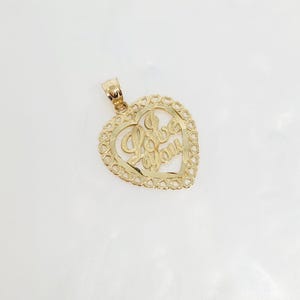 Berloque de amor em ouro amarelo 10K, berloque "Eu te amo" em ouro, berloque de coração em ouro, berloque para esposa, presente para namorada, presente de Dia dos Namorados, 16 mm x 16 mm