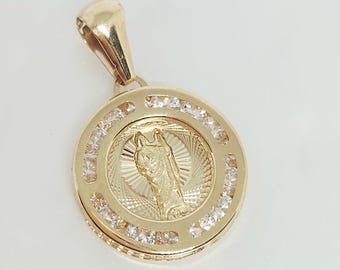 10K Yellow Gold Small St. Jude Medallion, Gold San Judas Religious Charm, Gold Saint Jude Thaddeus Charm, Gold Patron Saint, 13mm diameter