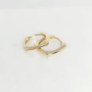 10K Yellow Gold Hoop Earrings; Gold Square Hoops, Gold Zircon Hoops, Statement Hoops, Gem Stone Hoops, Gift for child, 15mm x 15mm